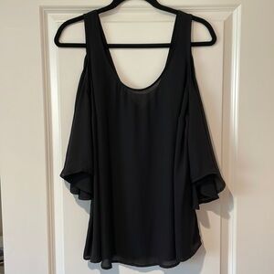Torrid Black Open Shoulder Flutter Top